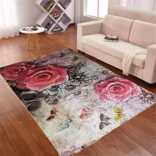 RUGMRZ Flurteppich Läufer Lang Geometrisches, Einfaches, Modisches, Rutschfestes, Schmutzabweisendes Innendekorationssofa Flickenteppich Waschbar Rosa Langfloorteppiche Gemütliche Deko 80X140CM