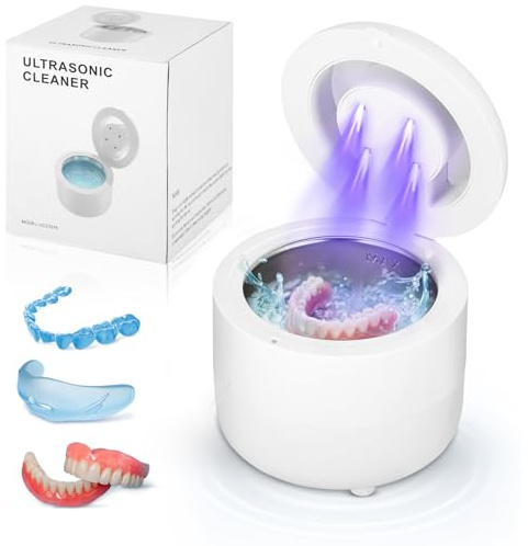 Ultrasonic Retainer Cleaner 45kHz with 4 UV LED & Dual Modes, 180ML Stainless Steel Tank | UV Dental Pod for Aligners, Dentures, Night Guards, Mouth Guards, Toothbrush Heads, Whitening Trays, Jewelry