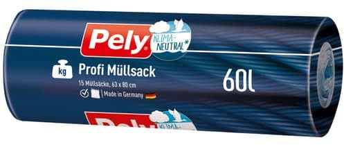 Pely® Profi Müllsack mit Verschlussband, 60 Liter, 15 Stück (15 piece)