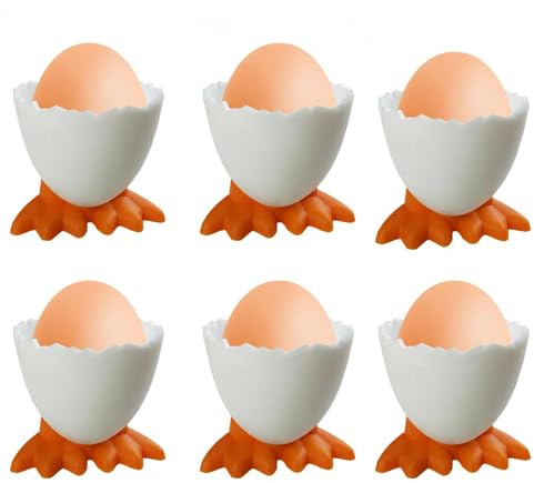 Lot de 6 coquetiers en forme de pieds de poule, support pour œufs à la coque, couverts créatifs amusants pour la maison