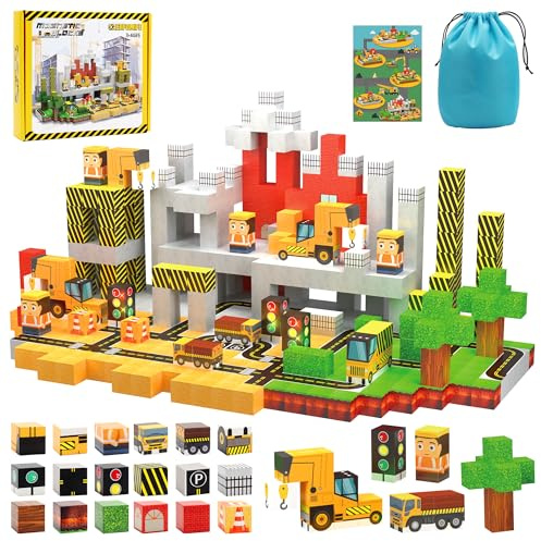 CREAFOMIFE 138 Stück Magnetische Bausteine Bauspielzeug, 2 cm Magnetblöcke für Kinder, Montessori Spielzeug & Knobelspiele für Kinder ab 3 Jahren und Geburtstagsgeschenke