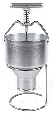 MJMLUCK Distributeur Manuel de Beignets et crêpes, capacité de 5 L, Distributeur de pâte à crêpes en Aluminium, 6 épaisseurs réglables, avec Support, pour Restaurants, cafés et boulangeries