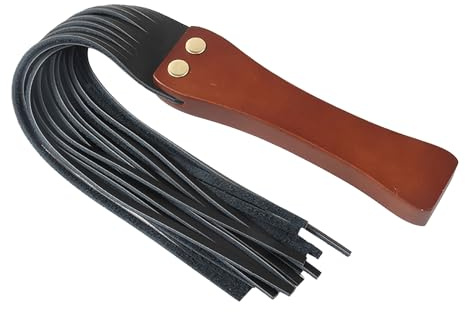 48 cm Horse Crop Genuine Leather Riding Whip Novelty Pole Play Whip Prop Equestrian Training Whip Crops Anti-Slip Wooden Handle Tassel Whip for Fancy Dress Cosplay, Horses Riding Show, Stage Acts