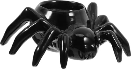 LIFKOME Bougeoir Céramique Noir Halloween Porte Bougie Stable et Facile à Nettoyer Décoration Dambiance Effrayante pour Maison et Fête