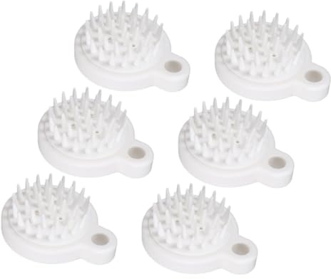 DEARMAMY 6 Pièces Brosse de Massage Chevelu Ergonomique Blanche Peigne Shampooing Multifonction pour Nettoyage Profond et Relaxation Familiale