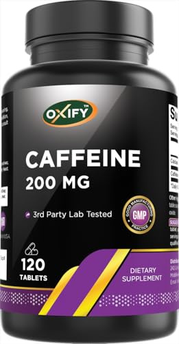 Oxify Caffeine 200 mg | 120 Tablets | Gluten-Free, Non-GMO | Supplement Made in USA