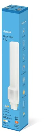 Garza Tubo LED BIAX 2PIN, 820 LM, 8,5W G24D, Ahorro Energético 55%, Luz 6500K Fría, Óptica 360° y Fácil Instalación