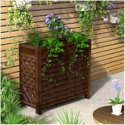 Holz-Klimaanlagenabdeckung, für den Außenbereich und Zaun, dekorativer Blumentopfhalter, ideal für Poolheizung, stilvolles und funktionales Gartenzubehör