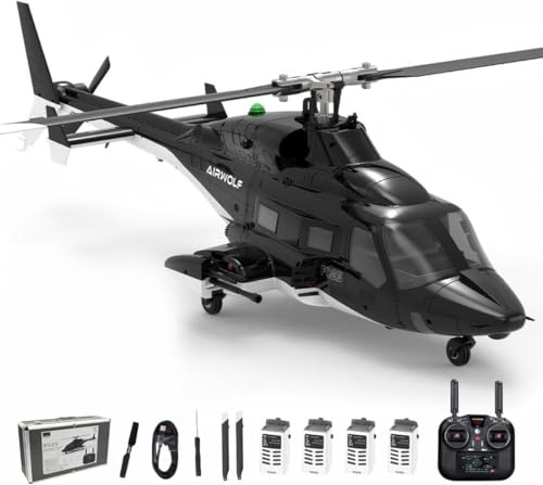 Stylomira YU Xiang F02S Air-Wolf Replica GPS-RC-Hubschrauber mit optischem Flussradar und EIN-Tasten-Rückkehrfunktion, Maßstab 1:34, 8-Kanal-Rundummotoren, Telemetriesender und Metallservo – RTF