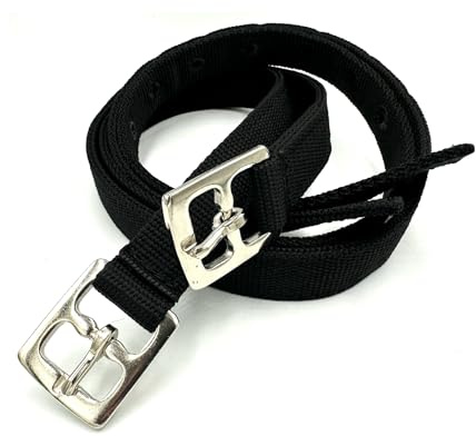 Equine Smile ES5012 Nylon Steigbügelriemen, Schwarz 150 cm | Dressursattel Vielseitigkeitssattel Edelstahlschnallen Reißfest Verstellbar Erwachsene Kinder Zubehör Reiten