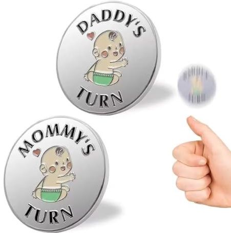 Roligt nybliven förälder-beslutsmynt – gåvor för nya pappor och present till en ny mamma som väntar på födelsedag, årsdag