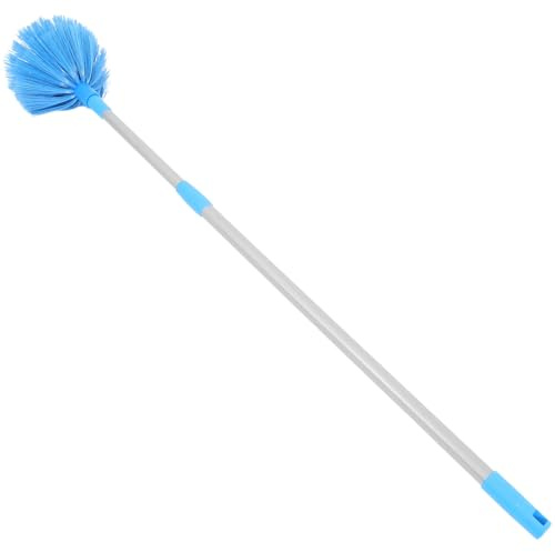 HOMOBABE Plumero Extensible 1.4 M para Techos Altos, Plumero Lavable Color Azul Claro, Cepillo para Eliminar Telarañas y Polvo en Paredes y Ventiladores de Techo, Limpieza Multiusos