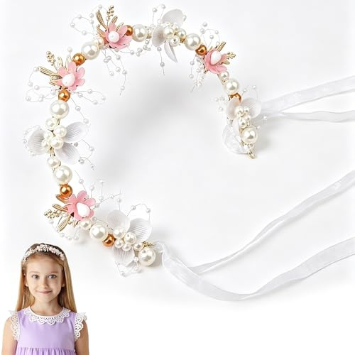 JOVYTH Corona di Fiori per Capelli di Niña Regolabile, Regalo per Comunione Niña, Coroncina Fiori per Matrimonio, Compleanno o Festa