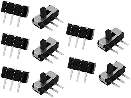 Sourcingmap 10pcs 2 Position 3P SPDT SMT Surface Mounted Devices Self Locking Mini Power Slide Switch 9mmx3mmx3mm