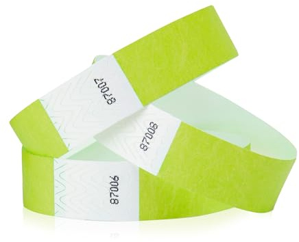 1,000 WristCo Lime Green Tyvek Wristbands for Events