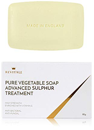 Seife, rein pflanzliche Schwefelseife, 80 g, antibakteriell, hilft bei der Bekämpfung von Mitessern, Flecken und Hautreizungen, von Revitale