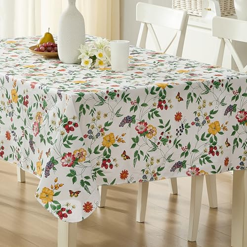 Lintex English Berry Garden Vinyl Tablecloth, 52” x 70” Rectangle