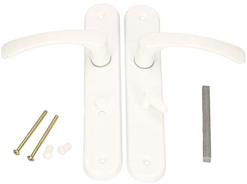 KOTARBAU® Juego de manillas para puerta de baño, Manilla con pestillo, Placa larga, 72 mm, Manillas de aluminio - blanco, 2 Manetas con cierre, Manijas diseño clásico, Kit de montaje incluido