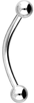 PIERCINGLINE Titan Banane | 2 KUGELN | Gebogener Piercing Stab für Augenbraue Intim Brust Ohr uvm. | Größen & Farbauswahl