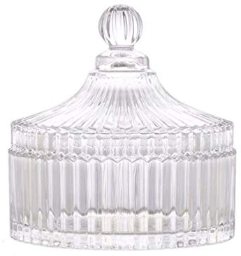 280ML/10Oz Candy Dishes Crystal Glass Candy Box with Lid Decorative Covered Food Storage Organization Sugar Bowl Cookie Jar Biscuit Jar Seasoning Jar for Home Kitchen(Clear)