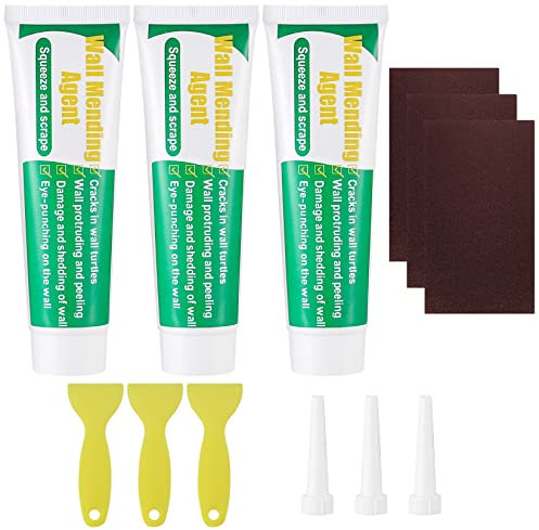 Safe Wall Mending Agent Repair Cream, Filler for Walls with Scraper, Wall Crack Filler for Nail Holes, Peeling, Graffiti, Stains, Repair Tool Indoor and Outdoors(100g*3)