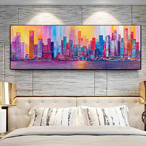 dsdsgog Gebäude Architektur großformatig abstrakt künstlerisch Leinwand Kunstdruck Malerei Wandkunst Landschaft Stadt Poster Schlafzimmer Dekor 20 x 60 cm rahmenlos