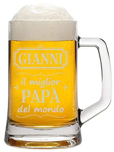 bubbleshirt Boccale Birra PERSONALIZZABILE Papà Festa del Papà Il miglior Papà del Mondo ca 50 cl