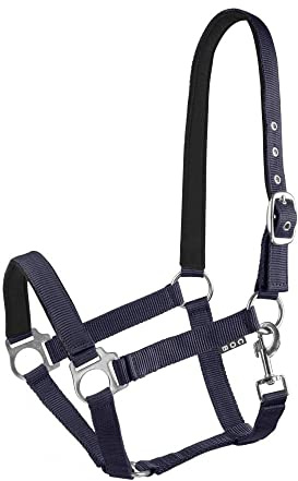 Start Halfter Pferd – Stallhalfter & Weidehalfter für Pony, Vollblut, Warmblut – verstellbar & neoprengefüttert – Lined Halfter für Pferde mit Komfort & Passgenauigkeit (Dunkelblau, Pony)