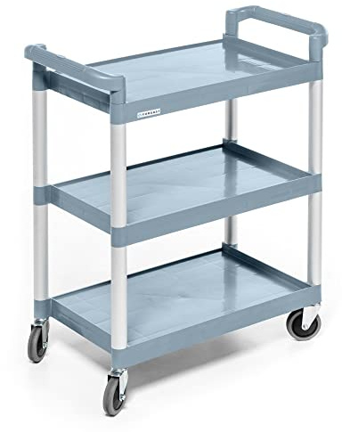 Forgast Carrello di Servizio Con Ruote in Plastica, 3 Ripiani, Dimensioni 80x42x95 cm, Carrello Portavivande, Carrello da Cucina, Per Ristorante, Hotel, Scuola