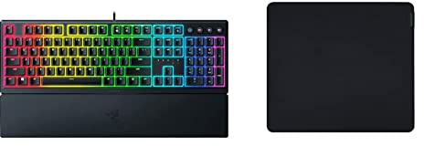 Razer Ornata V3 - Low-profile Mecha-membrane Keyboard Chroma RGB UK Layout | Black & Gigantus V2 Large - Soft Large Gaming Mouse Mat for Speed and Control Black