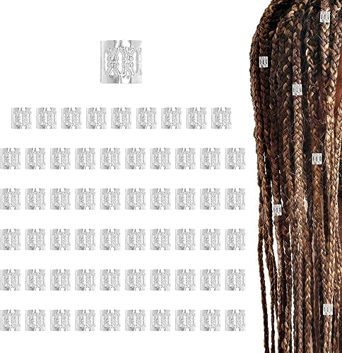 JINTANG 60 PCS haarschmuck silber,dreadlocks schmuck damen,haarschmuck festival haarschmucks ringe,haarringe für zöpfe,dreadlocks zubehör,mit aufbewahrungsbox
