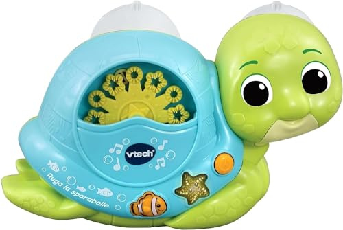 VTech Ruga la Sparabolle, Gioco Bagnetto con Bolle per Bambini, Giocattolo Bagnetto con Attivazione a Pulsante Luminoso, Gioco Bambino Vasca con Ventose, Lingua Italiana, Batterie Incluse, 1-5 Anni