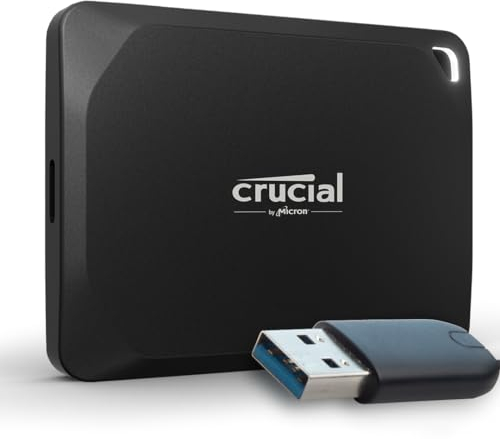 Crucial X10 Pro 1TB Portable SSD with USB-A Adapter - Up to 2100MB/s read and 2000MB/s write - PC and Mac, with Mylio Photos+, USB-C 3.2 External Solid State Drive - CT1000X10PROSSD902
