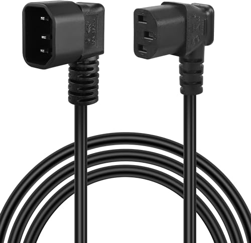 GELRHONR 1M 90 Grad IEC320 C14 auf linken Winkel C13 PDU Netzteil Verlängerungskabel, 10A 250V, 18AWG C14 Stecker auf C13 Buchse Stromkabel für Computer, Monitor und Scanner