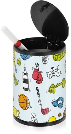 Cartoon-Sport-Aschenbecher für Zigaretten im Freien mit Deckel, Edelstahl, tragbares Auto-Zubehör, Tasse, Aschenbecher für Angeln, Büro, Camping