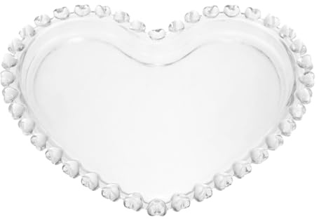 Jecompris Glas Serviertablett HerzföRmig 6.89X5.91X0.79In Snackschale FüR Obst Dessert TrockenfrüChte Elegante Dekoplatte FüR Haushalt Familienfeiern