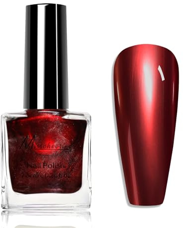 Metallic Nail Polish - Chrome Mirror Wine Red - Quick Drying 3D Metal Painting - No UV Needed