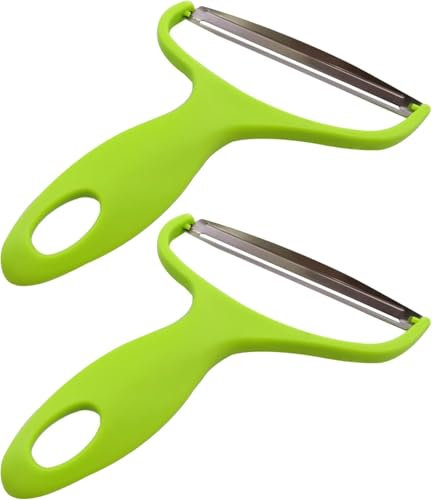2 Pcs Green Wide Mouth Peelers Multifunctional Cabbage Graters Vegetables Fruit Stainless Steel Cutters for Vegetable and Fruit Peeling, Grating & Slicing Tools