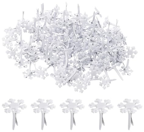 PATIKIL 100 Stück Brads Papierbefestiger Weiß 0,5x0,6 | Mini-Metall-Schneeflocken-Pastell-Brads, Rundkopf-Befestigungssplinte, Für Kunsthandwerk Scrapbooking DIY-Zubehör