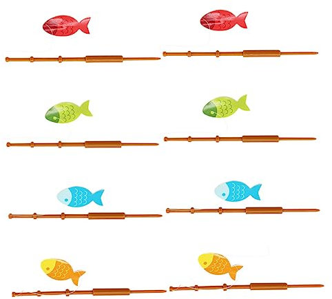 Abaodam 8pcs Fishing Rod Cupcake Toppers Theme Cake Decorations for Birthdays Showers and Parties Mixed Dessert Ornaments