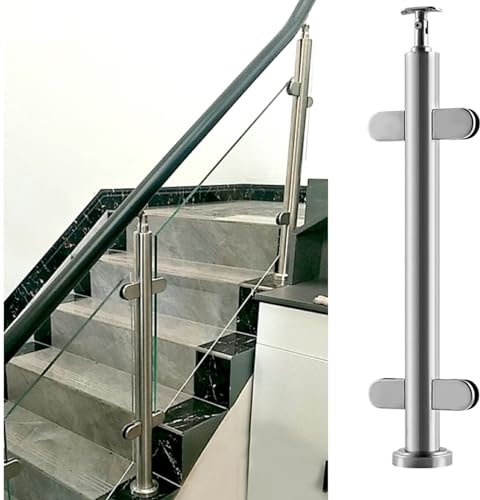 CVERTHAF Colonne de Garde-Corps en Verre, système de Fixation Moderne pour poteaux de Garde-Corps en Verre, Panneaux de Garde-Corps Ronds en Verre, Pince pour poteaux carrés/Ronds, poteaux d'extrémit
