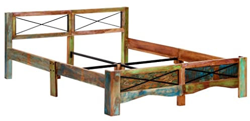 Eleganz Massivholzbett Altholz 160x200 cm - Natürliches Landhausdesign für Schlafzimmer | Langlebig & Nachhaltig aus Altholz | Perfekte Lösung für Erholsamen Schlaf