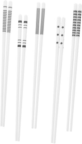 FUNOMOCYA 5pares Palillos De Cerámica Reutilizables Palillos Aptos Para Lavavajillas Decorativos De Porcelana Hogar y Restaurante Para Comida De Uso Diario