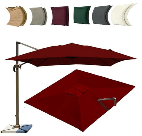 ZYXQQJ 4x3M Rectangulaire Auvent De Rechange pour Parasol Déporté 8 Baleines Toile De Rechange pour Parasol De Jardin Extérieur(Burgundy,4x3m/13x9.8ft)