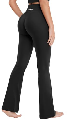YEOREO Legging évasé pour femme - Invisible - Scrunch Butt - Taille haute - Léger - Pantalon de yoga - Long - Push Up - Opaque - Pantalon de sport, Noir , S