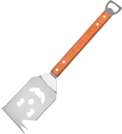 Grillspachtel, Multifunktion Grillbesteck Mit Holzgriff, Griff Mit Flaschenöffner, Grill Zubehör, Grillen Geschenke Für Männer, Kreativer Grillwender