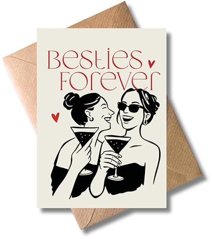 WBdesignz Grußkarte „Besties Forever“ mit Umschlag - Freundschaftskarte - Karte für beste Freundin, Geburtstag, Mädelsabend oder einfach so (DIN A6)