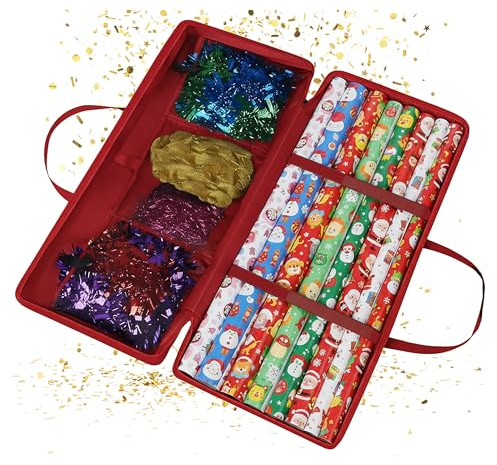 Relaxdays Geschenkpapier Aufbewahrung, Reißverschluss, Griffe, 3 Netzfächer für Zubehör, HBT: 34 x 82 x 13 cm, Farbwahl