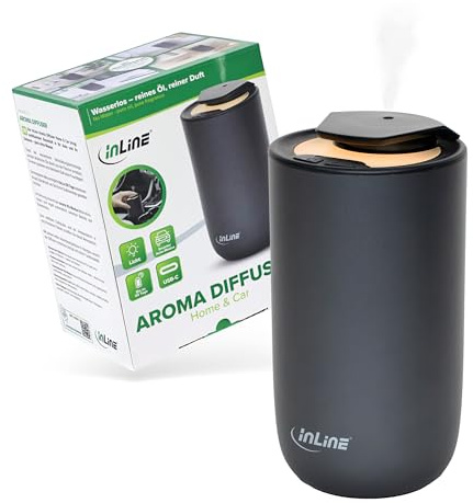 Inline Aroma Diffuser für Auto & Zuhause, wasserlos, mit Ambientelicht, Akku, Aluminiumgehäuse, titangrau, für ätherische Öle, Lufterfrischer, 40141, Anthrazit