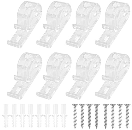 QGH 8PCS Roman Blind P Clips, Plastic Clear Cord Holders with Screws | Window Shade Chain Guide and Vertical Blind Loop Tensioner for Cord Safety and Home Blind Installation